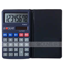 8 chiffres Calculatrice de poche à double alimentation avec couverture de portefeuille noir (LC303WL-8D)